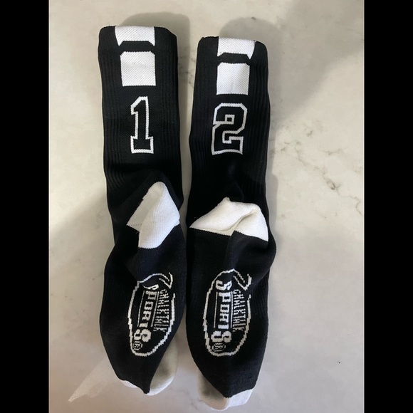 Chalktalk Sports Team Number Woven Mid Calf Socks #12 or #21 NWOT Black/White - Picture 1 of 2